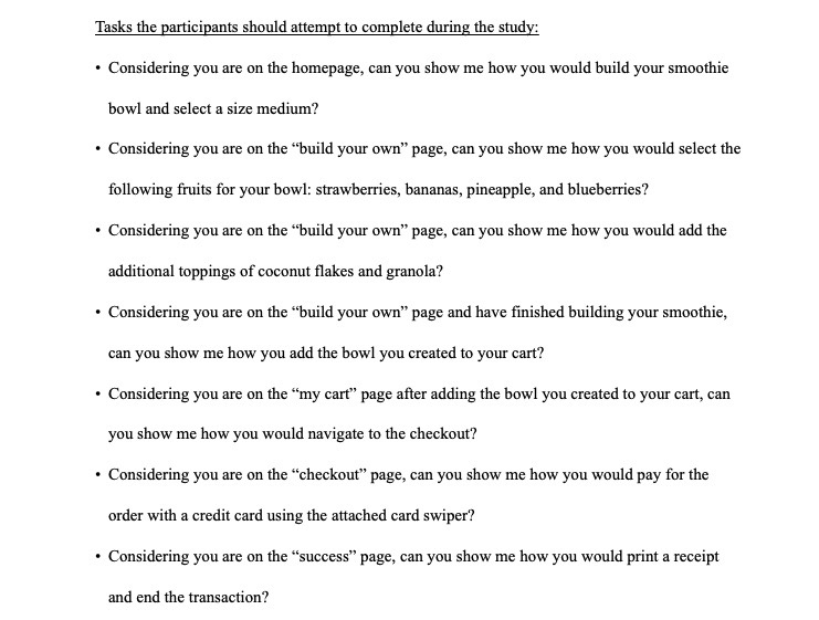 user testing script tasks